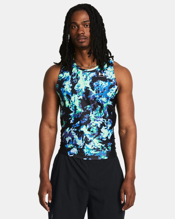 Men's HeatGear® Iso-Chill Printed Tank in Green image number 0
